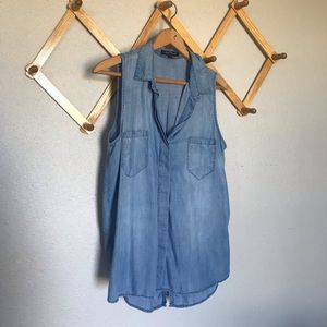 Cambray Button Up Sleeveless Top